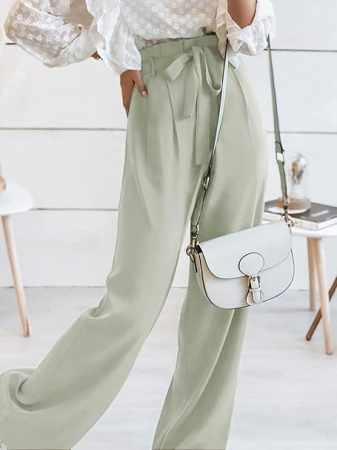 Pantaloni casual lejeri pentru femei, cu buzunare si snur in talie, Gri XL [1]