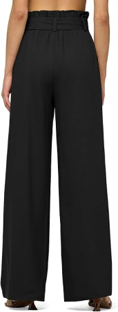 Pantaloni casual lejeri pentru femei, cu buzunare si snur in talie, Negri XL [2]