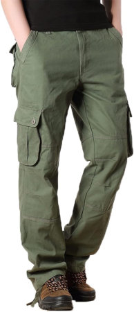 PANTALONI - Pantaloni casual respirabili pentru barbati, largi cu buzunare laterale verzi 42