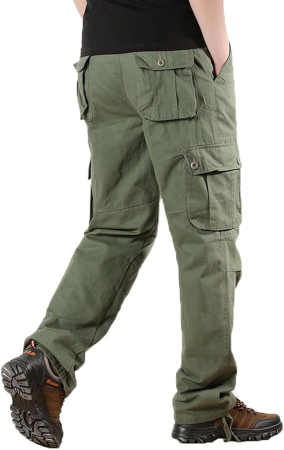 Pantaloni casual respirabili pentru barbati, largi cu buzunare laterale verzi 42 [1]