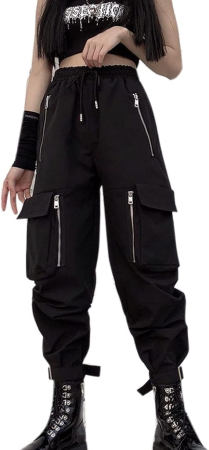 Pantaloni dama - Pantaloni casual respirabili pentru femei, largi cu buzunare laterale negri M
