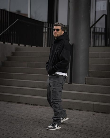 Pantaloni casual respirabili pentru barbati, largi cu buzunare laterale albastri 40 [4]