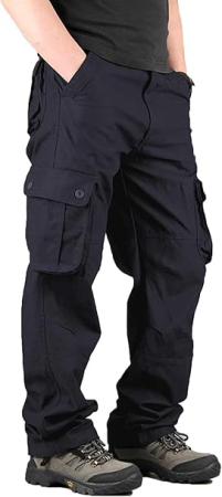 Pantaloni dama - Pantaloni casual respirabili pentru barbati, largi cu buzunare laterale albastri 40