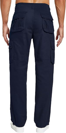 Pantaloni casual respirabili pentru barbati, largi cu buzunare laterale albastri 36 [2]