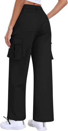 Pantaloni casual respirabili pentru femei, drepti cu buzunare laterale negru M [2]