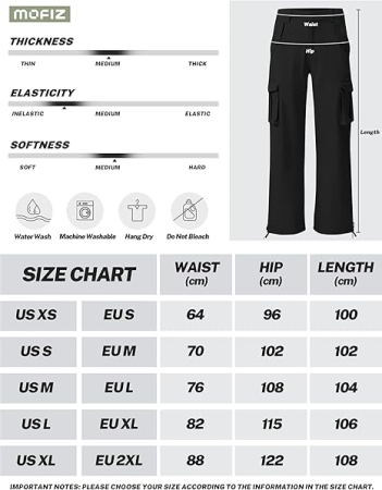 Pantaloni casual respirabili pentru femei, drepti cu buzunare laterale negru M [5]