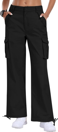 Pantaloni dama - Pantaloni casual respirabili pentru femei, drepti cu buzunare laterale negru M