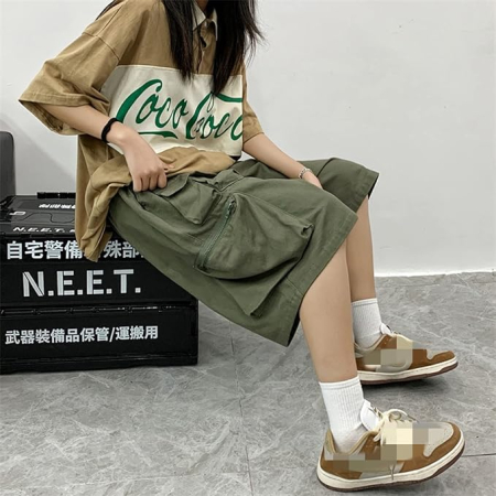 Pantaloni casual respirabili pentru femei, largi cu buzunare laterale verzi S [3]