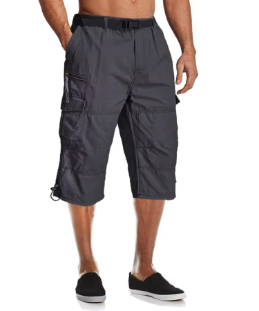 PANTALONI - Pantaloni Scurți gri Cargo Bărbați MAGCOMSEN, 3/4, Bumbac, 7 Buzunare, marimea 38