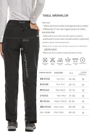 Pantaloni albastri de drumeție softshell impermeabili pentru femei căptușiți termic, XL [5]