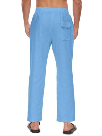 Pantaloni drepti din bumbac pentru bărbați, subtiri si respirabili, albastri 2XL [4]