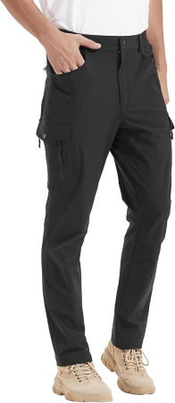 PANTALONI BARBATI - Pantaloni de Trekking usori pentru barbati, rezistenti zgarieturi, 6 buzunare, negri M