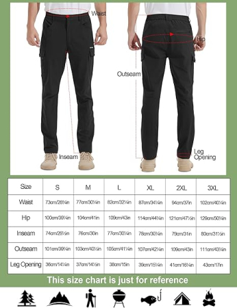 Pantaloni de Trekking usori pentru barbati, rezistenti zgarieturi, 6 buzunare, negri M [5]