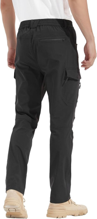 Pantaloni de Trekking usori pentru barbati, rezistenti zgarieturi, 6 buzunare, negri M [6]