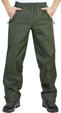 PANTALONI BARBATI - Pantaloni de Ploaie Impermeabili pentru Bărbați Ușori Rezistenți la Vânt - Verzi M