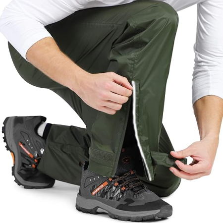 Pantaloni de Ploaie Impermeabili pentru Bărbați Ușori Rezistenți la Vânt - Verzi M [3]
