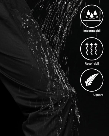 Pantaloni de Ploaie Impermeabili pentru Bărbați Ușori Rezistenți la Vânt - Negri XS/32L [3]