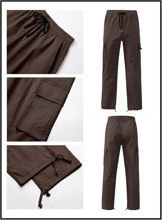 Pantaloni cargo usori pentru barbati, rezistenti la uzura, 4 buzunare, Maro 38 [4]