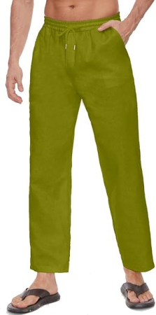 PANTALONI BARBATI - Pantaloni drepti din bumbac pentru bărbați, subtiri si respirabili, verde L