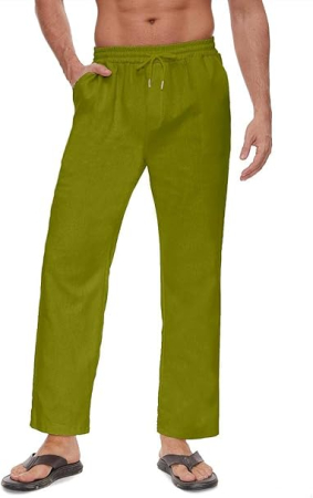 Pantaloni drepti din bumbac pentru bărbați, subtiri si respirabili, verde M [6]