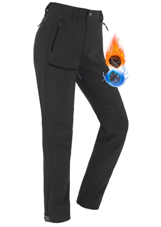 PANTALONI - Pantaloni de drumeție softshell impermeabili pentru femei căptușiți termic – Gri clasic XXL