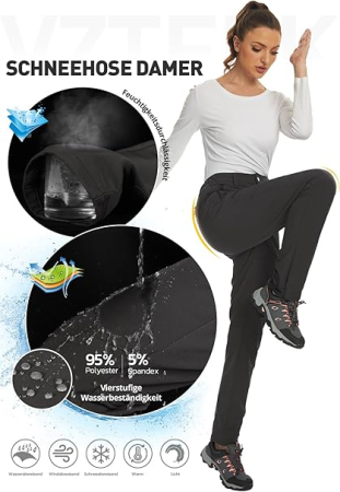Pantaloni de drumeție softshell impermeabili pentru femei căptușiți termic – Gri clasic XXL [2]