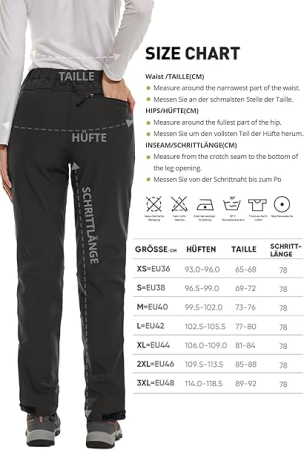 Pantaloni de drumeție softshell impermeabili pentru femei căptușiți termic – Gri clasic XXL [5]