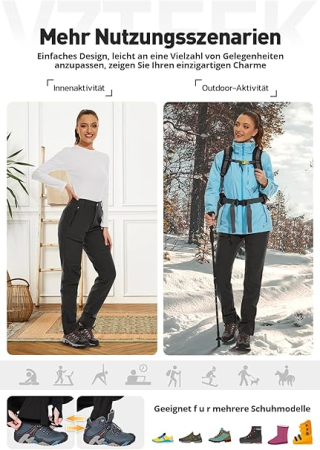 Pantaloni de drumeție softshell impermeabili pentru femei căptușiți termic – Gri clasic XXL [4]