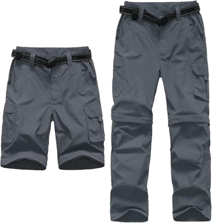 Pantaloni gri Outdoor Băieți 2 în 1, Convertibili în Pantaloni Scurți, UPF 50+, S [4]