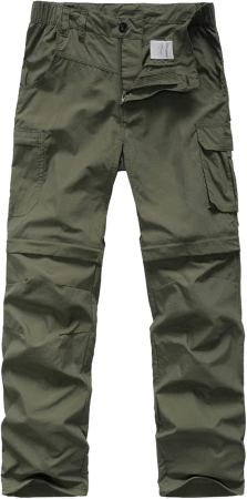 PANTALONI - Pantaloni verzi Outdoor Băieți 2 în 1, Convertibili în Pantaloni Scurți, UPF 50+, L