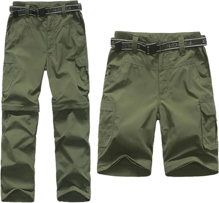 Pantaloni verzi Outdoor Băieți 2 în 1, Convertibili în Pantaloni Scurți, UPF 50+, L [4]