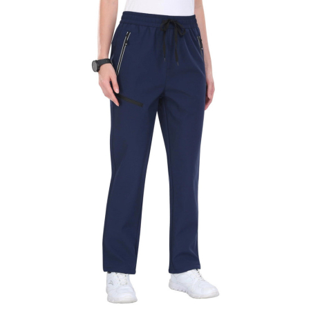 Pantaloni dama - Pantaloni ski femei MOFIZ impermeabili, captusiti fleece, albastri, XL