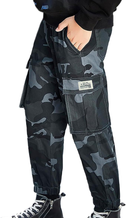 Pantaloni jogging cargo pentru copii cu elastic jos, camuflaj marin 158-164 [1]