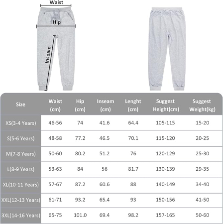 Pantaloni sport pentru copii cu elastic jos, gri XS, 3-4 ani,  105-115 cm [1]