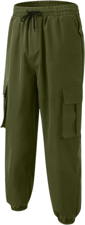 Pantaloni sport casual pentru bărbați, verzi, cu 6 buzunare, M [4]