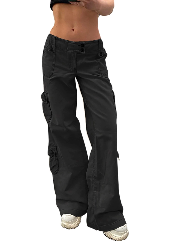 PANTALONI BARBATI - Blugi negri largi pentru femei, buzunare, negri L