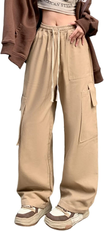 PANTALONI BARBATI - Pantaloni largi, respirabili, pentru uz zilnic, kaki S