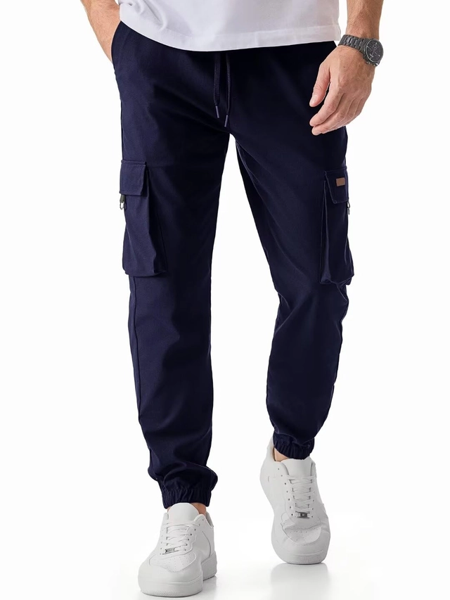 PANTALONI BARBATI - Pantaloni largi, sport, cu buzunare, pentru barbati albastri marimea 34