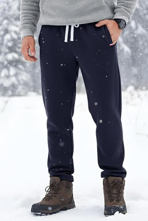 Pantaloni albastri Bărbați VOGSTART, Căptușeală Sherpa, Talie Elastică, 3 Buzunare, M [5]