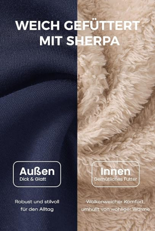 Pantaloni albastri Bărbați VOGSTART, Căptușeală Sherpa, Talie Elastică, 3 Buzunare, M [4]