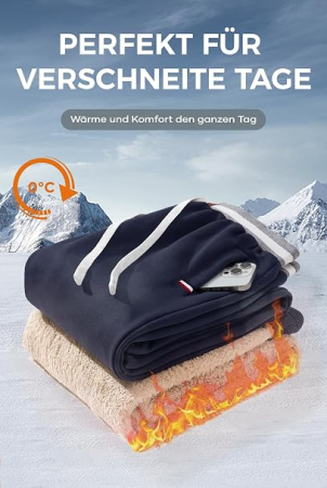 Pantaloni albastri Bărbați VOGSTART, Căptușeală Sherpa, Talie Elastică, 3 Buzunare, M [3]
