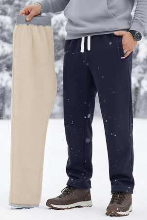 Pantaloni albastri Bărbați VOGSTART, Căptușeală Sherpa, Talie Elastică, 3 Buzunare, M [2]