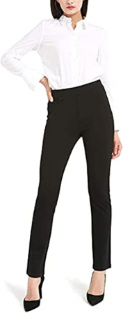 Pantaloni dama - Pantaloni negri, drepti, eleganti, pentru femei cu 2 buzunare, XXL