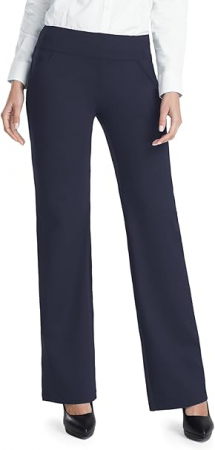 Pantaloni dama - Pantaloni albastri, drepti, eleganti, pentru femei cu 2 buzunare oblice, S