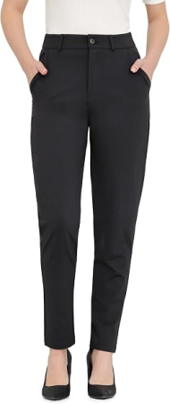 PANTALONI - Pantaloni negri Damă Bamans Skinny, Talie Înaltă, Elastici, 4 Buzunare, XL