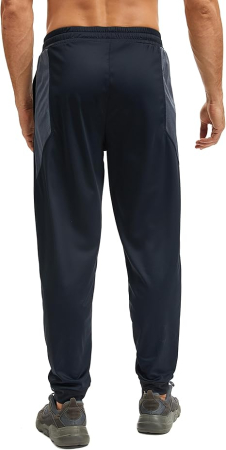 Pantaloni negri sport de alergare pentru barbati, talie elastica, buzunare cu fermoare, S [1]
