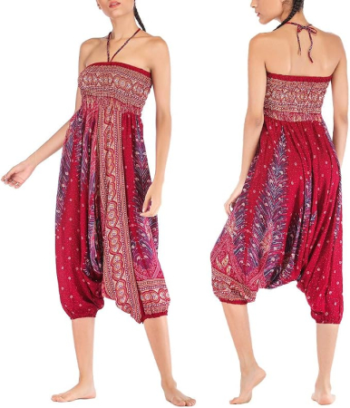 Salopetă / Pantaloni Harem Damă 2-în-1 – Croială Lejeră, Talie Elastică, Imprimeu Boho, marime unica [2]
