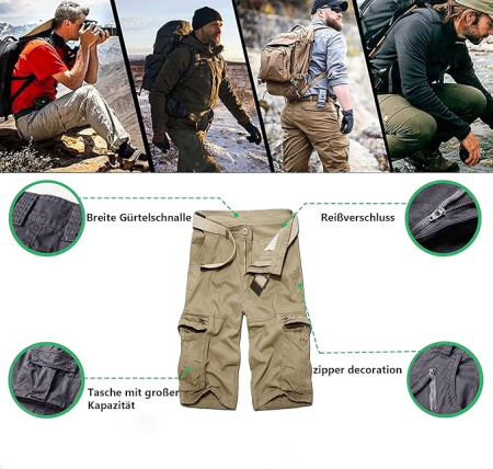 Pantaloni scurti crem cargo pentru barbatii, usori, respirabili, 32 [2]