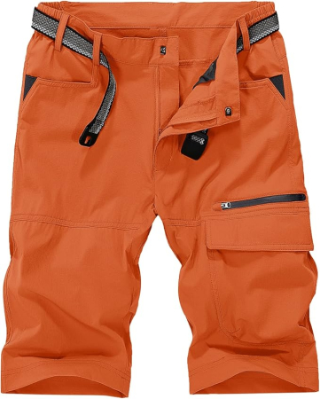 PANTALONI - Pantaloni scurti portocalii cargo pentru barbatii, usori, respirabili, 34