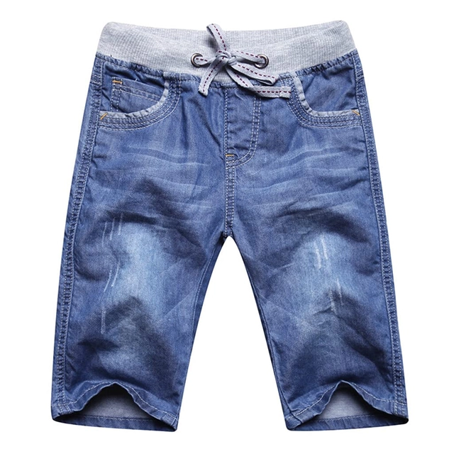 Pantaloni dama - Pantaloni scurti blugi pentru baieti, talie elastica 110 cm